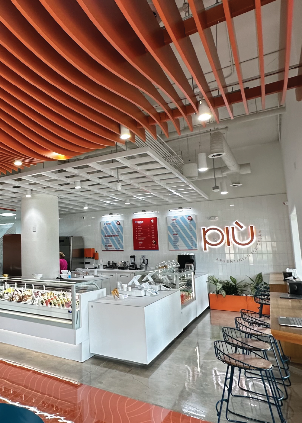 Ice cream shop commercial interior design and buildout for Piu Gelato in Davie Florida by Habitar 91
