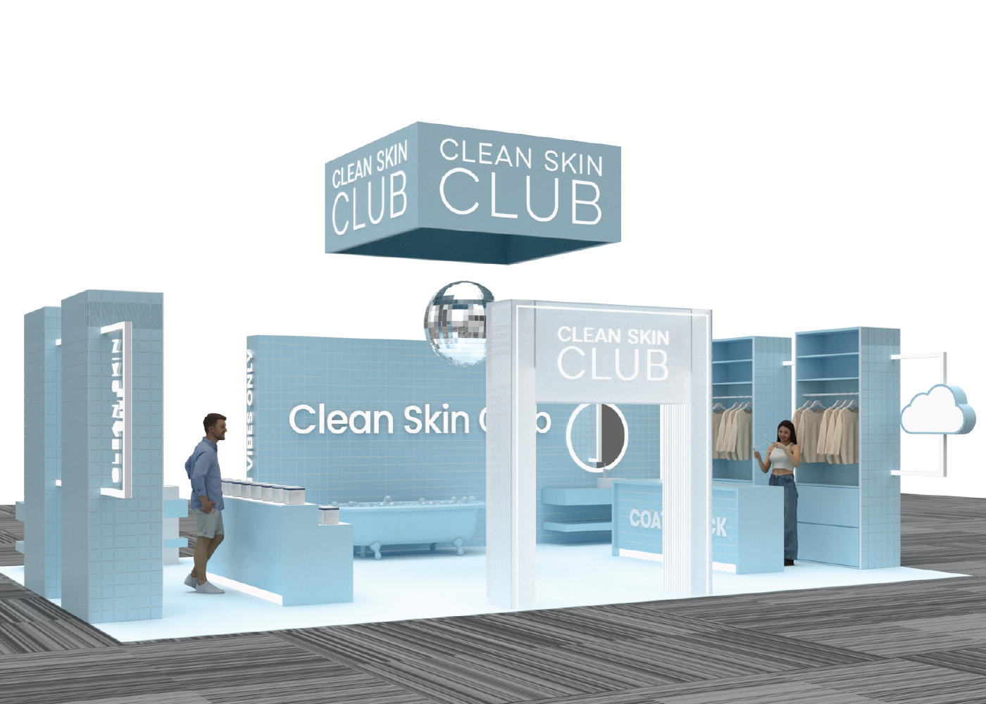 Clean Skin Club Ulta World booth installation detail by Habitar 91
