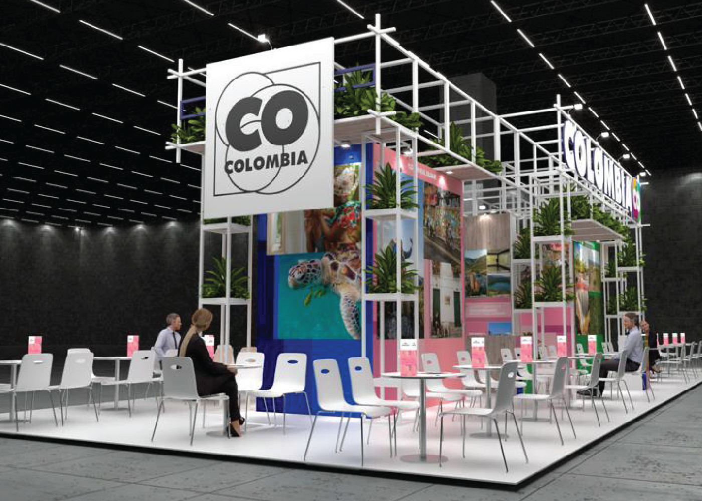 ProColombia exhibition graphics and event signage by Habitar 91