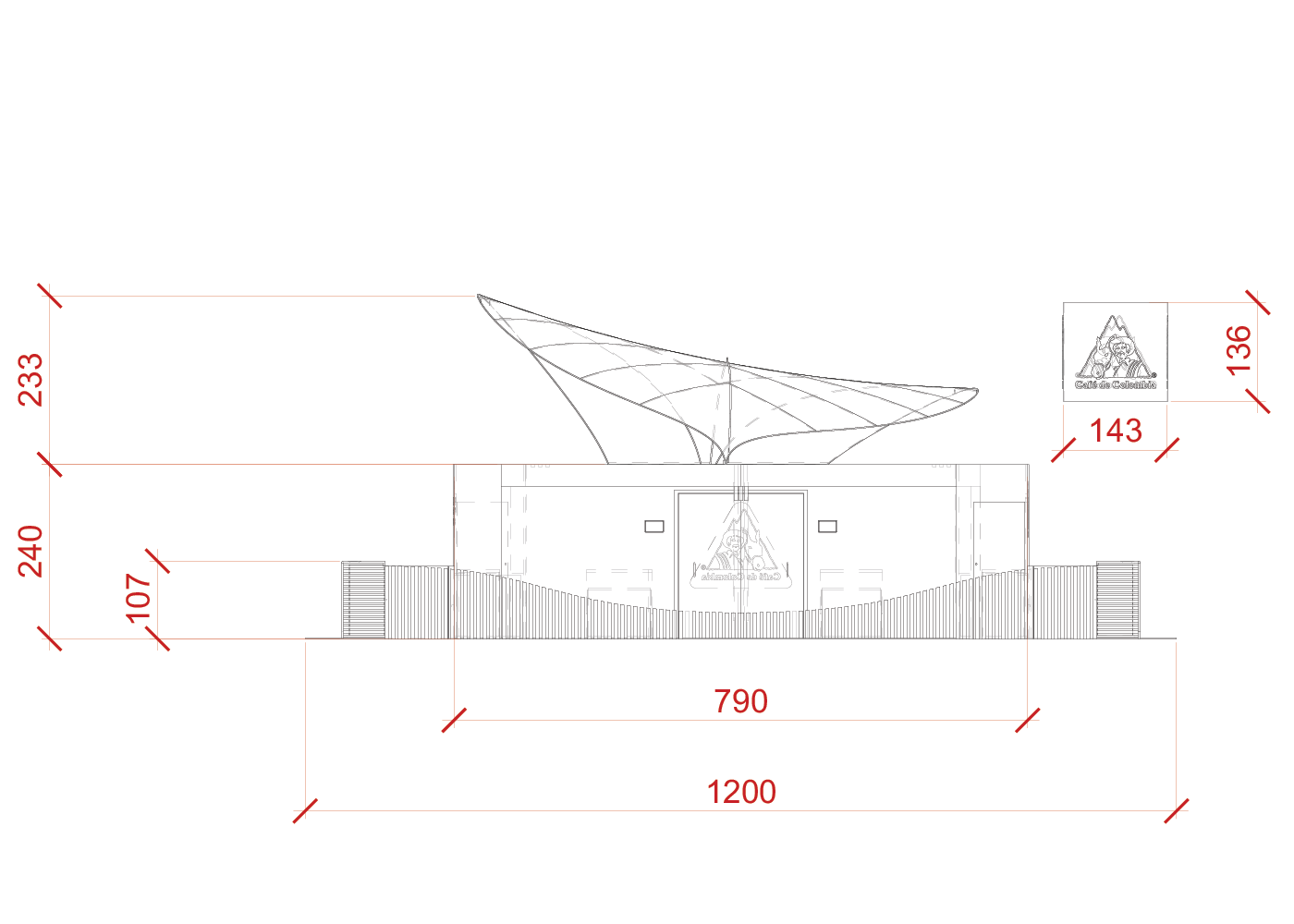 Café de Colombia trade show booth floor plan and exhibition layout by Habitar 91