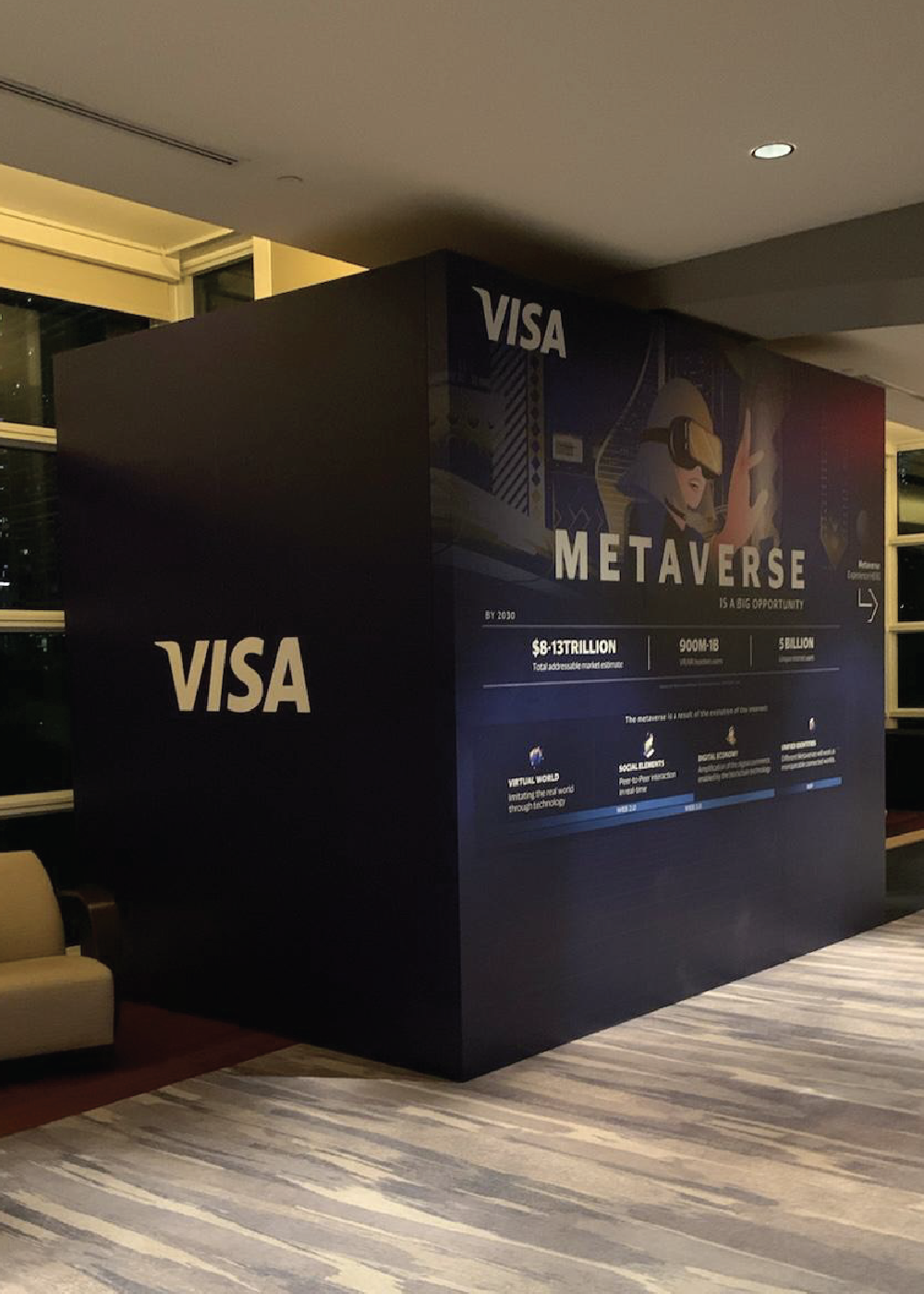 Fabric backwall installation for trade show booth and branded commercial space by Habitar 91