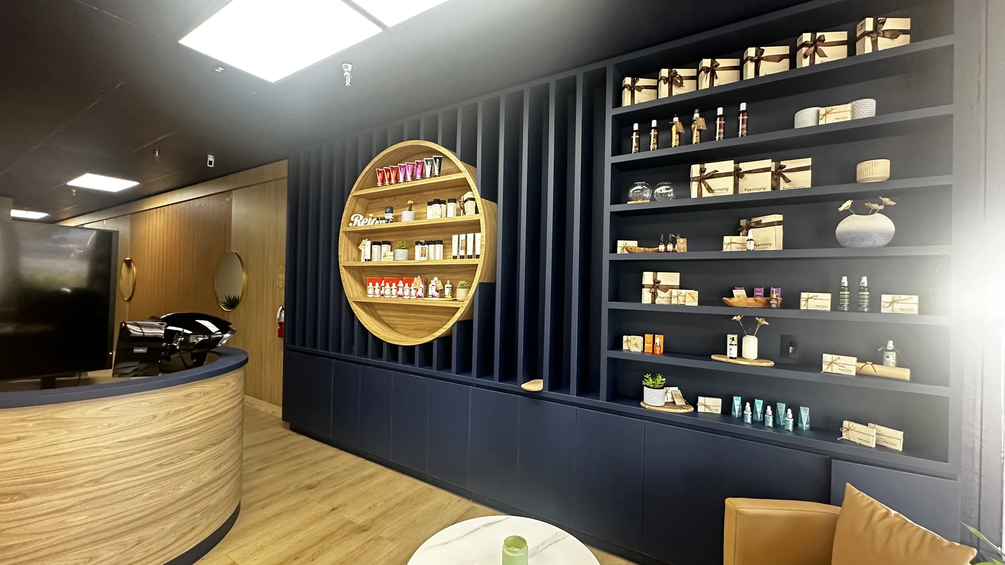Harmony Med Spa completed reception area commercial buildout in Davie Florida